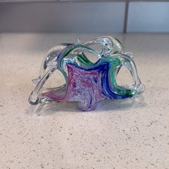 Murano Blue and Green Glass Art Sculpture - Picture 4 of 7